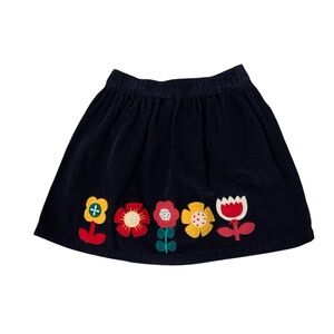 Hanna Andersson Navy Blue Girls Flower Appliqué Corduroy Skirt size 130/8